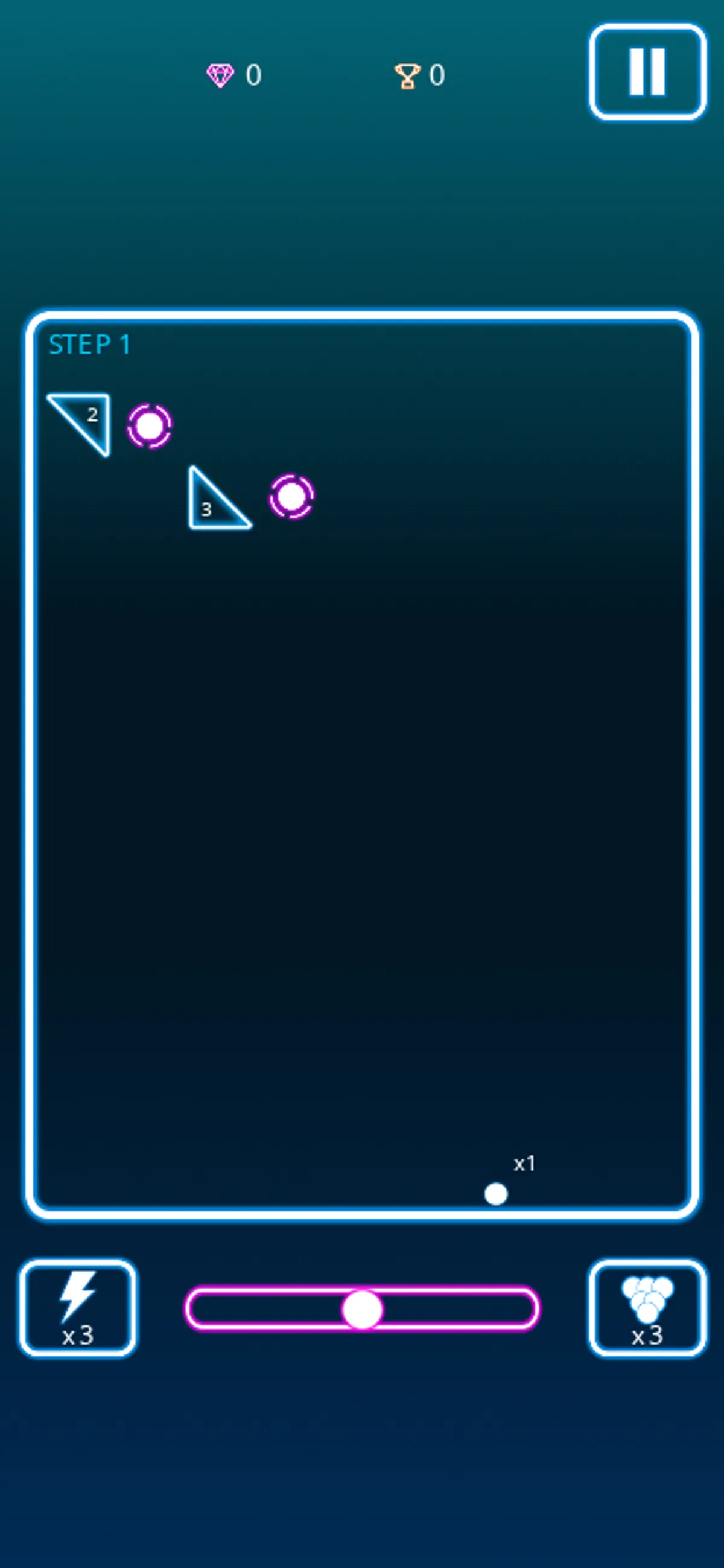 STEP 1 with a returned ball and triangles labeled 2 and 3 on the mobile board