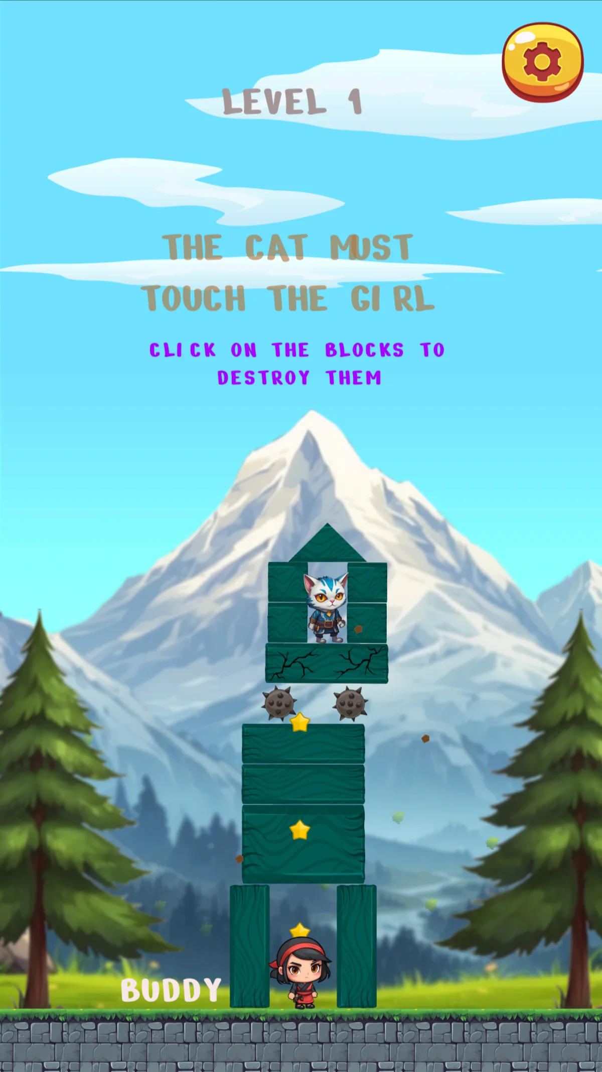 Buddy Quest portrait puzzle with cracks in the green support beneath the cat