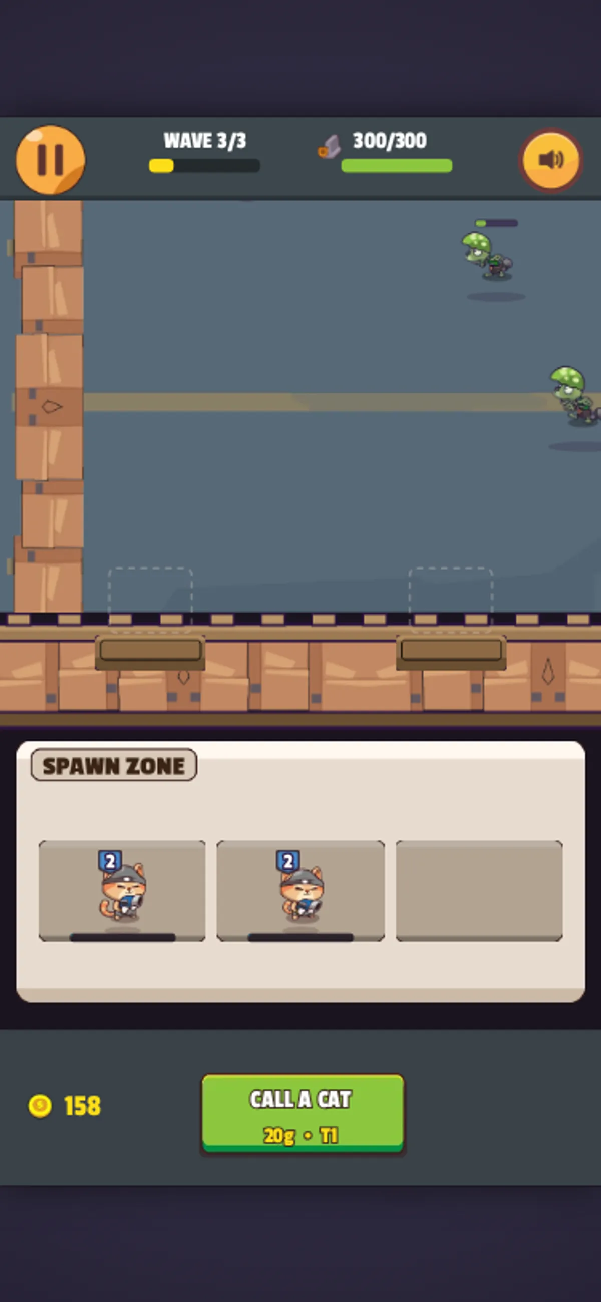 Hot Barrel Cats mobile wall and spawn slots after two tier-1 cats merged into tier 2