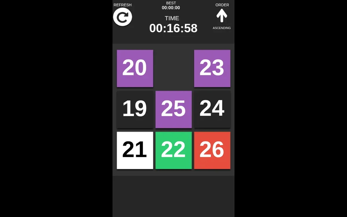 Number Slide desktop board after the tile marked 23 was moved to the top-right cell.