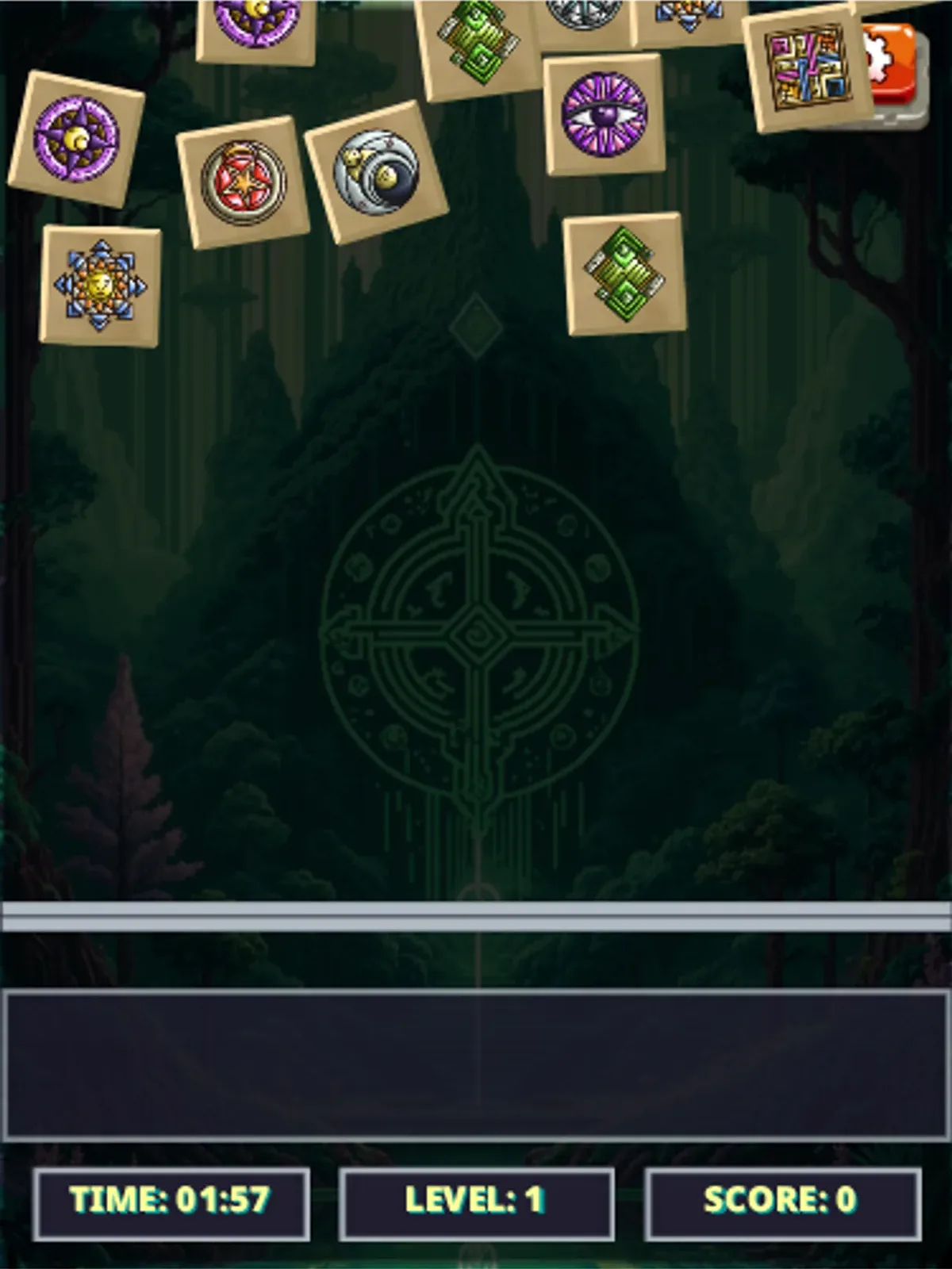 Sigil Seeker Level 1 board above an empty selection rail