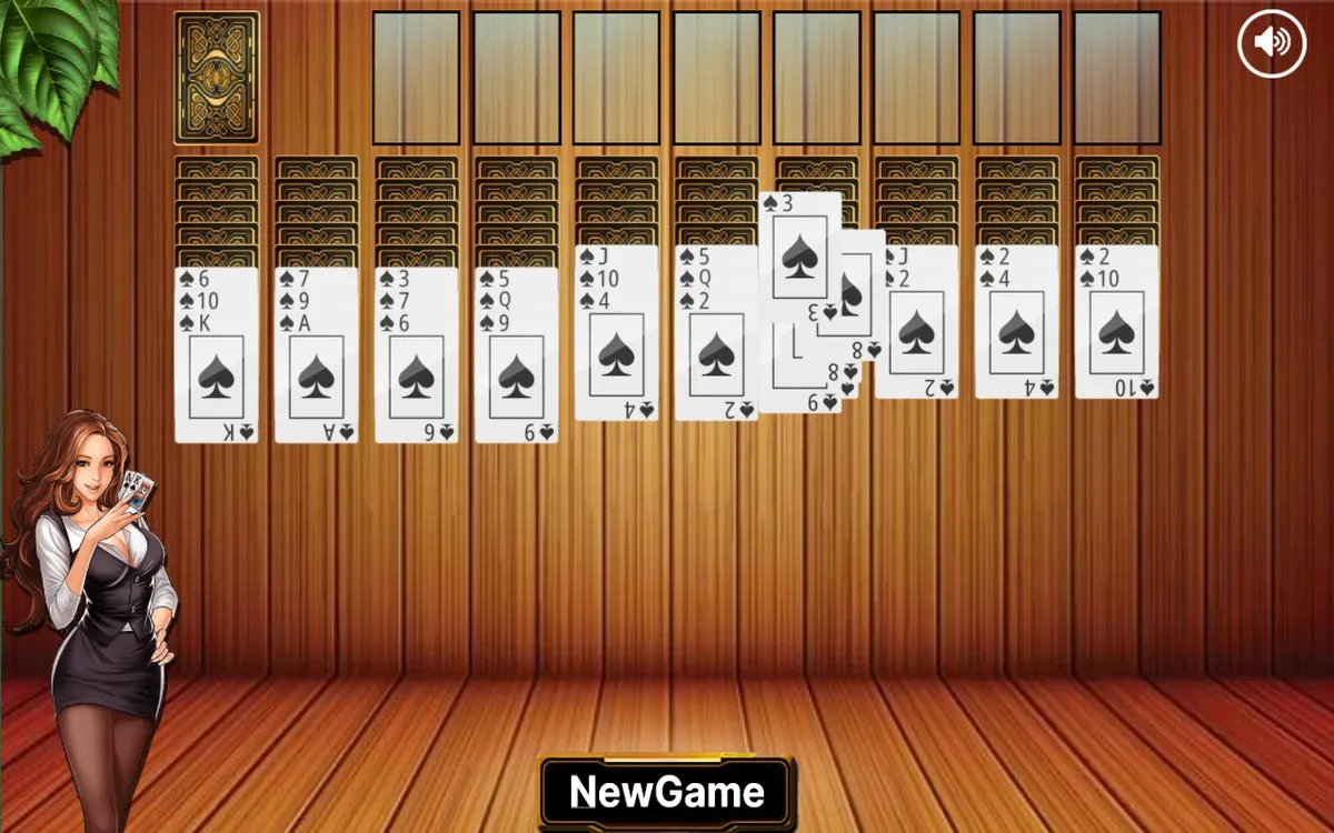 The desktop card table after two stock draws, with overlapping spade cards.