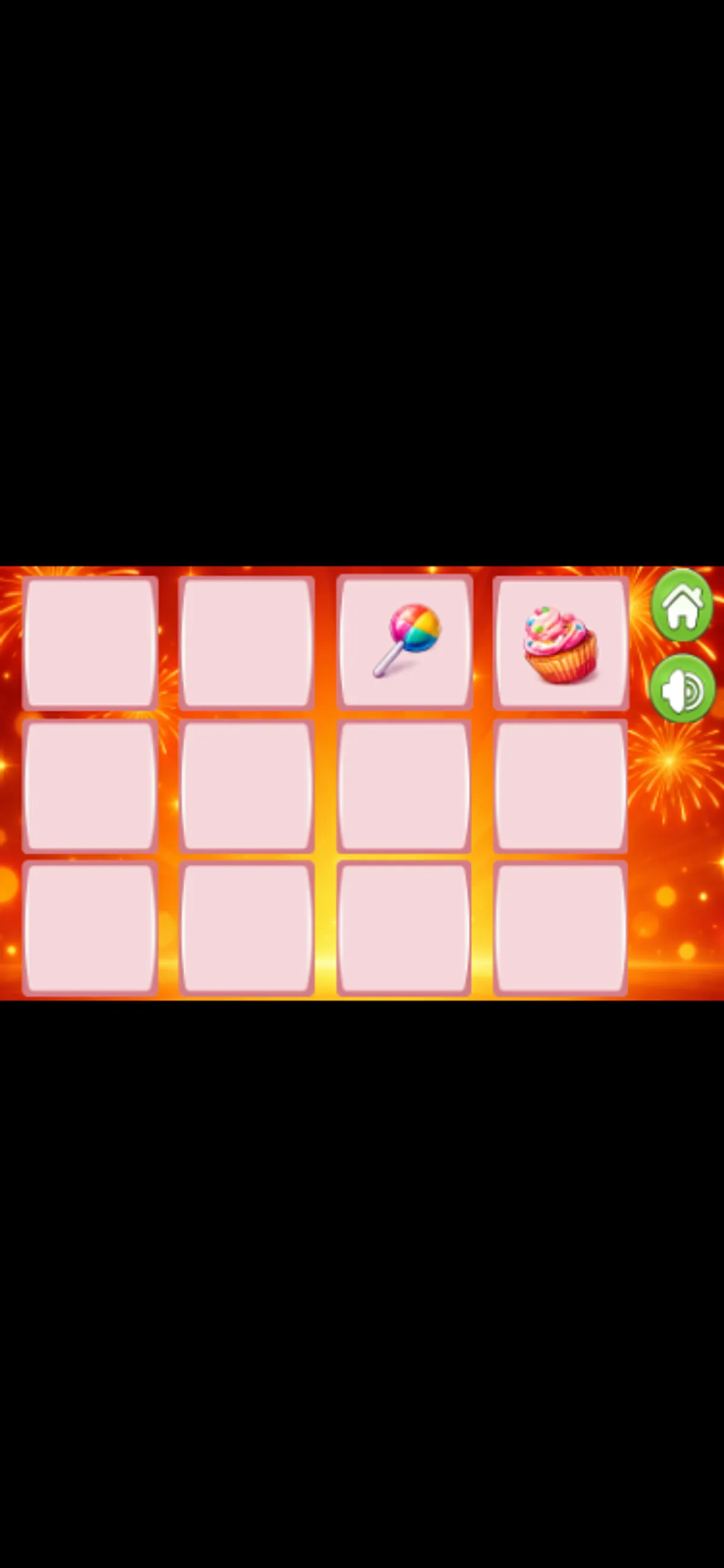 SweetFlip mobile Easy board with a lollipop and cupcake revealed
