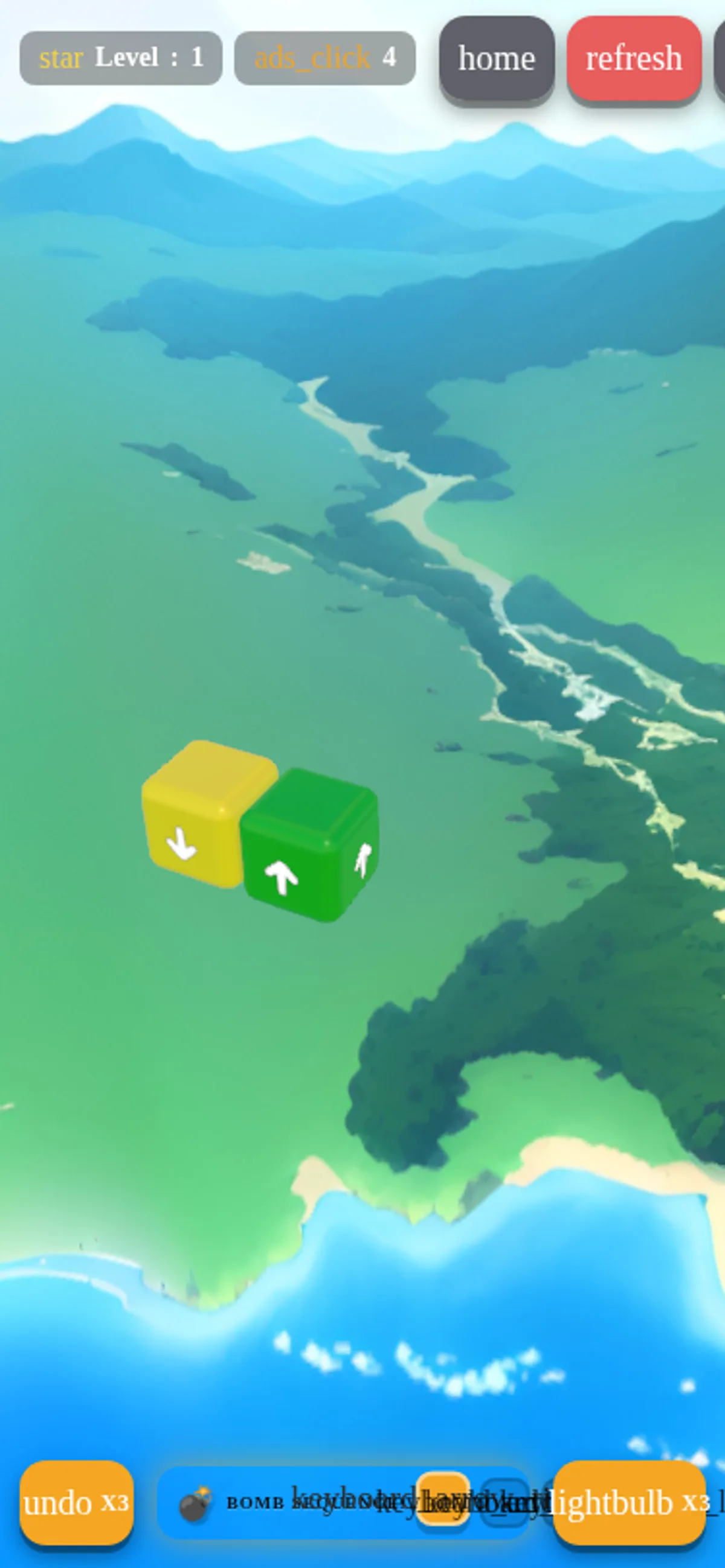The Block Escape mobile Level 1 after two arrow blocks were removed