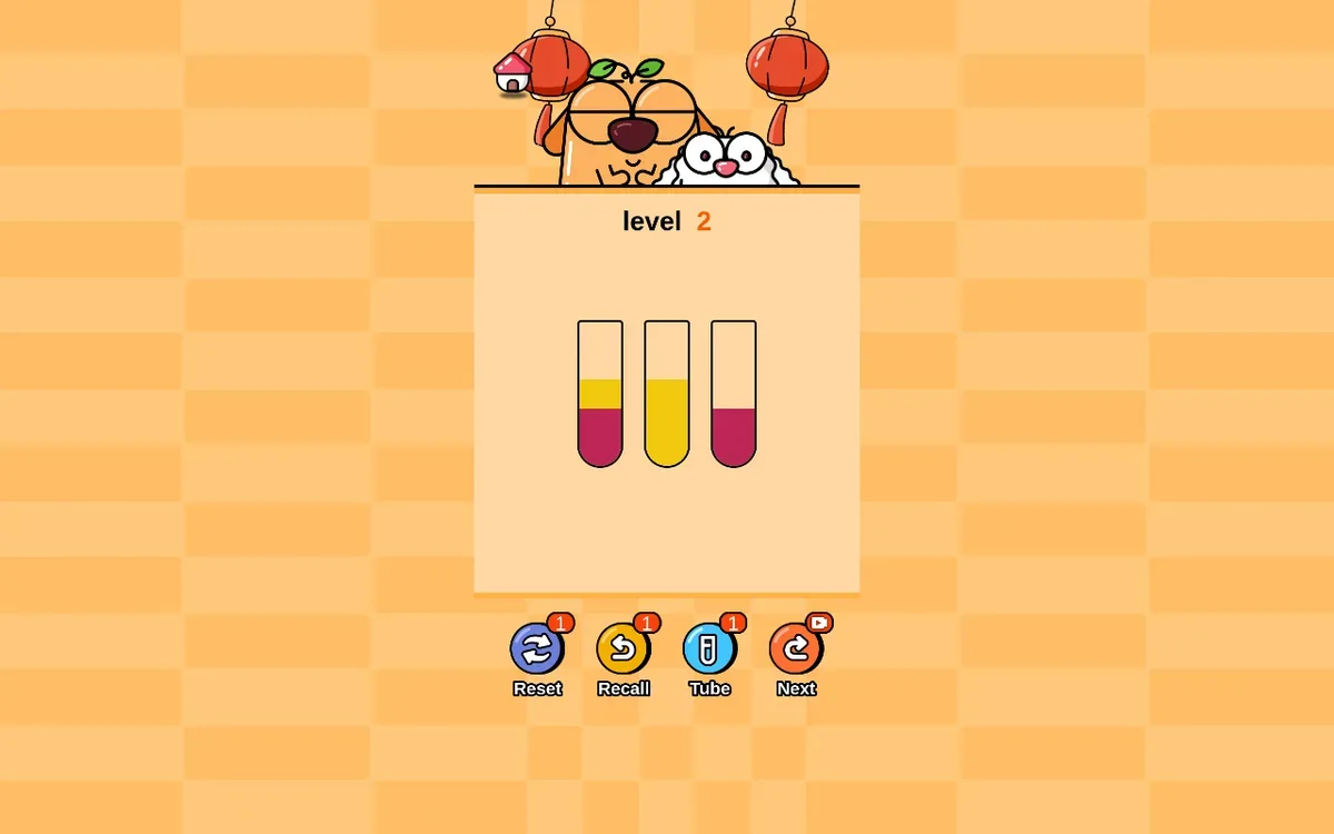 Desktop Level2 board showing three tubes with yellow and pink water.