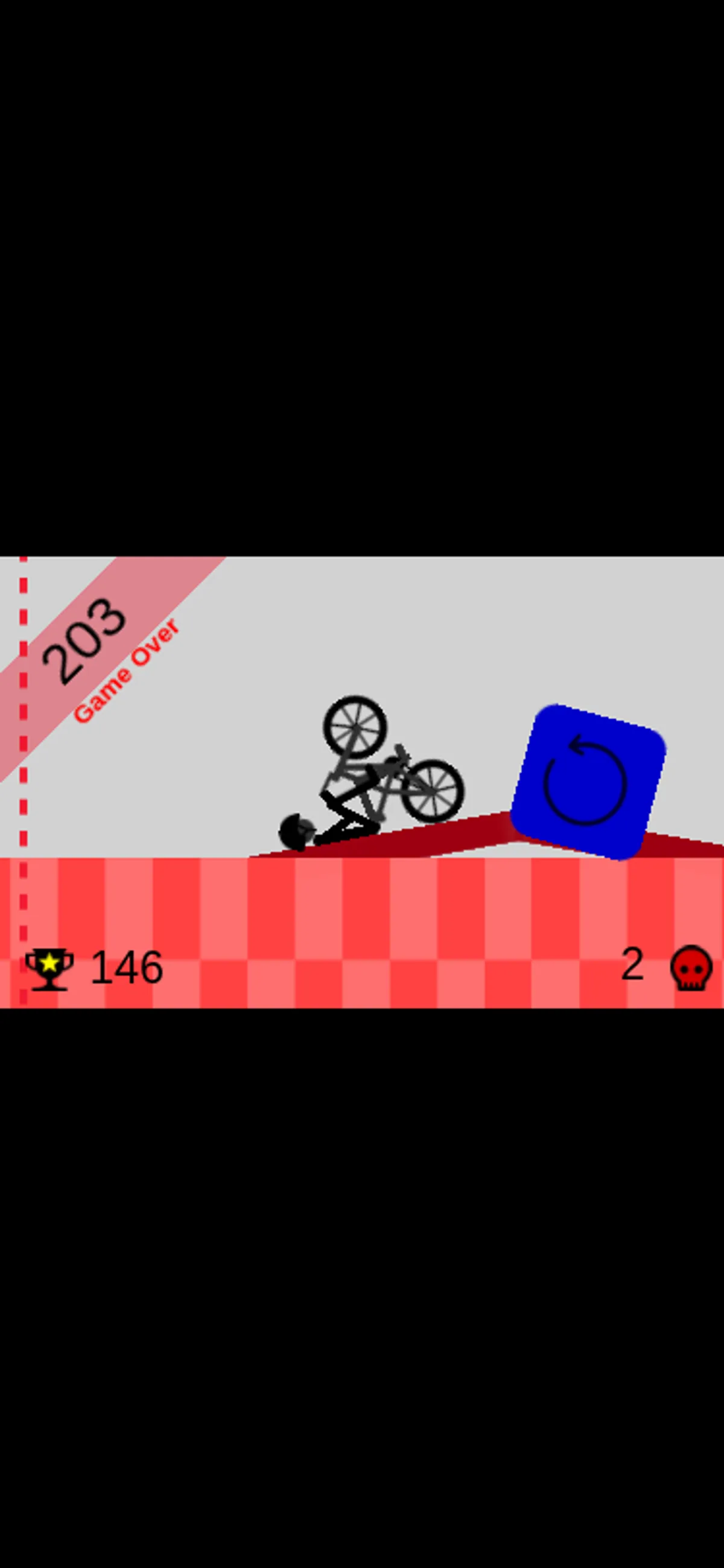 Overturned bicycle, ride score and circular restart control